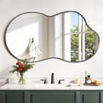 thumbnail image 1 of Antok 36"x24" Irregular Wall Mirror, Asymmetrical Metal Frame Bathroom Vanity Mirror, Black, 1 of 7