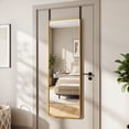 thumbnail image 1 of Antok 48"×14.1" Round Corner Full Length Mirror, 3-in-1 Over-The-Door, Freestanding, Leaning & Wall Mount, Gold Metal Frame, 1 of 10