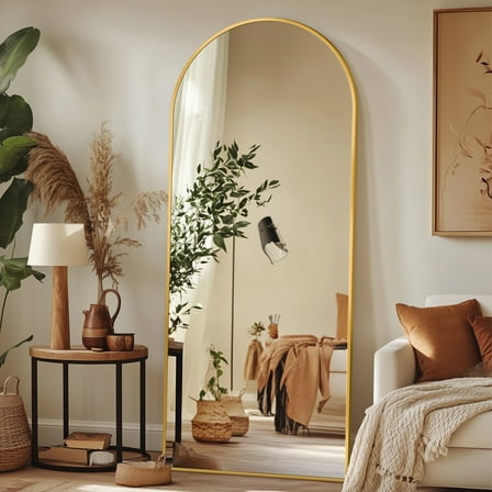 Antok 58.2"x 18" Arched Full Length Mirror Standing Floor Mirror Stand Up Mirror, Gold Frame
