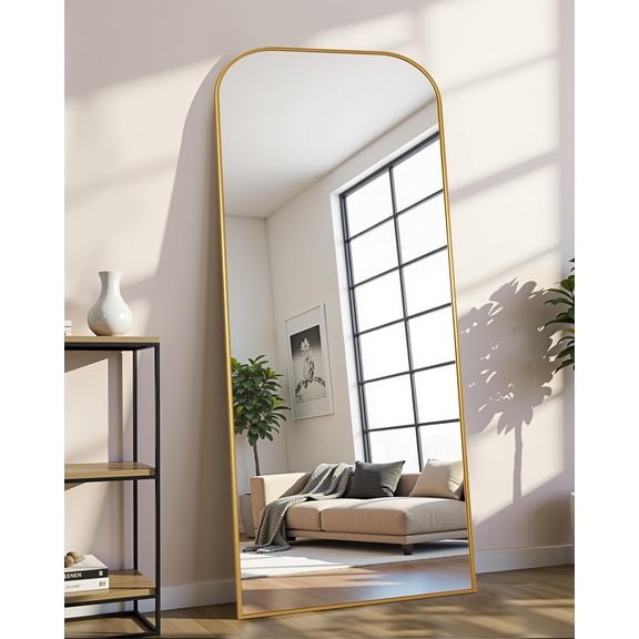 Antok 58"x21.1" Floor Mirror, Arched Full Body Standing Mirror for Bedroom & Living Room, Gold
