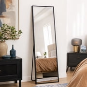 Antok Full Length Floor Mirror 58"x21" Rectangle Floor Standing Tall Mirror with Aluminum Frame, Leaning, Wall Mounted or Freestanding, Black