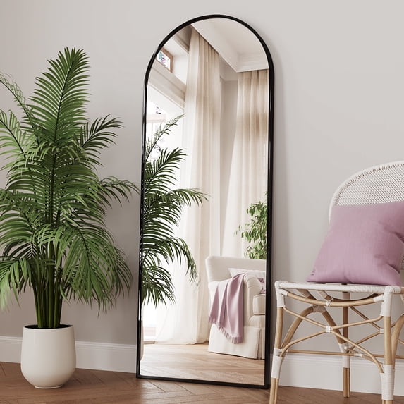 Antok 64"x 21.2" Arched Full Length Mirror Standing Floor Mirror Stand Up Mirror, Black Frame