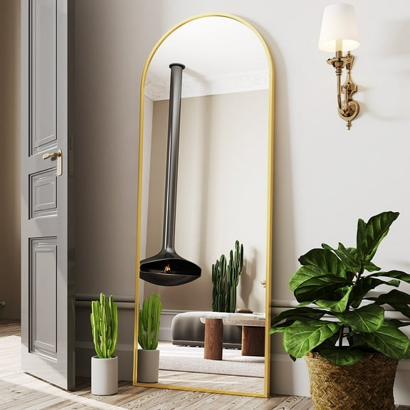 Antok 64"x 21" Arched Full Length Mirror Standing Floor Mirror Stand Up Mirror, Gold Frame