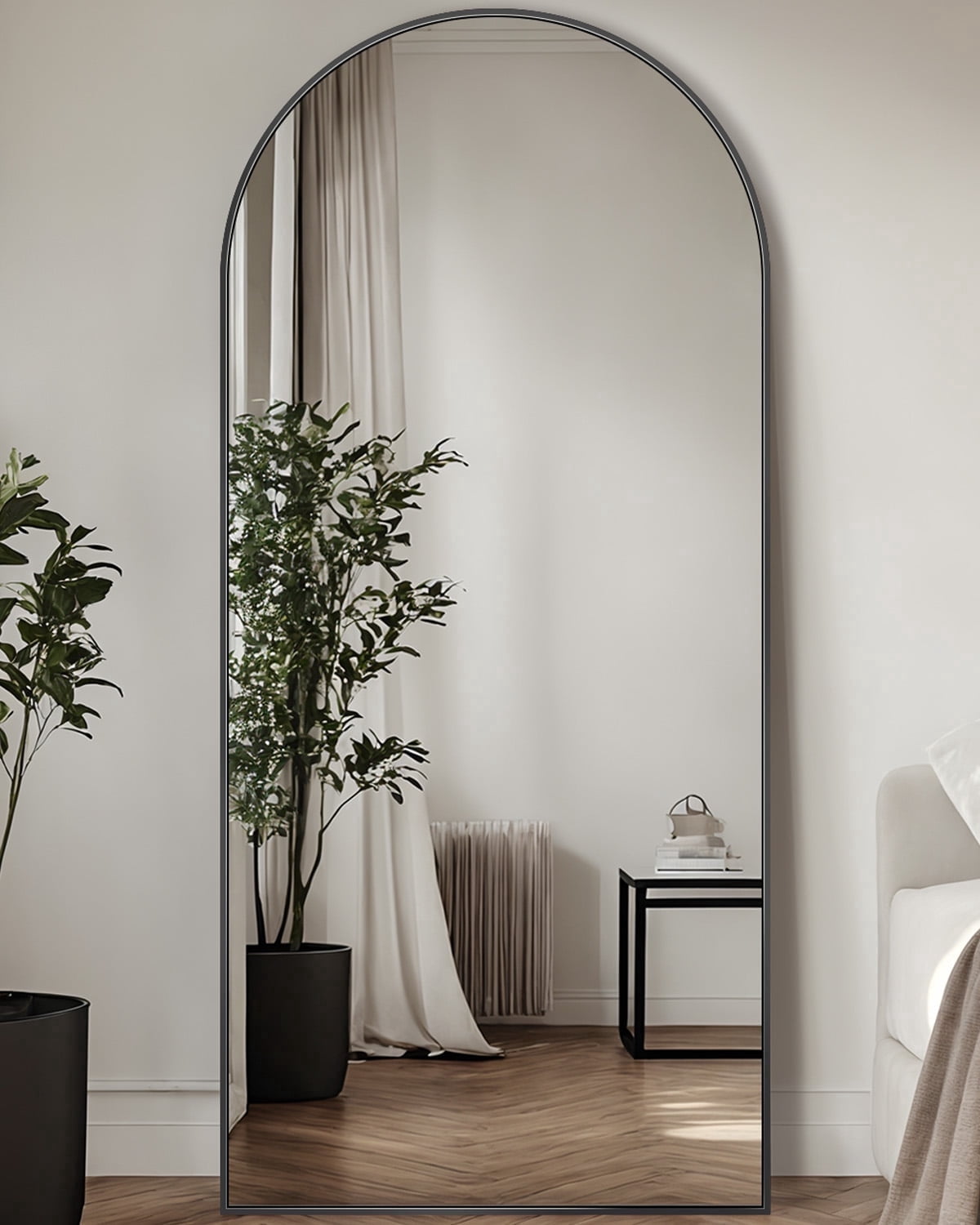 Antok 68"x 26.2" Arched Full Length Mirror Standing Floor Mirror Stand Up Mirror, Black Frame