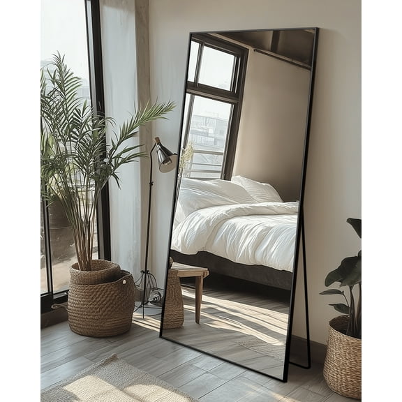 Antok 71"x 28" Rectangle Full Length Mirror Standing Floor Mirror Stand Up Mirror, Black Frame