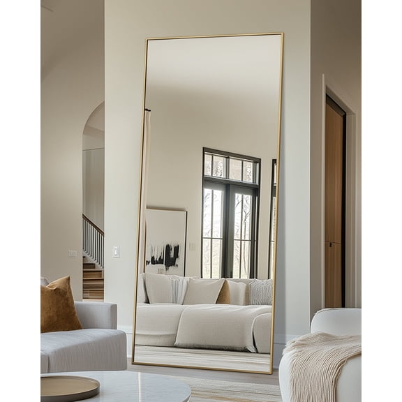 Antok 71"x 28" Rectangle Full Length Mirror Standing Floor Mirror Stand Up Mirror, Gold Frame