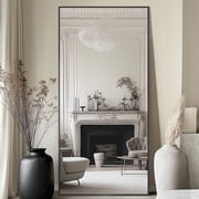 Antok 71x 32 Rectangle Full Length Mirror Standing Floor Mirror Stand Up Mirror, Black Frame