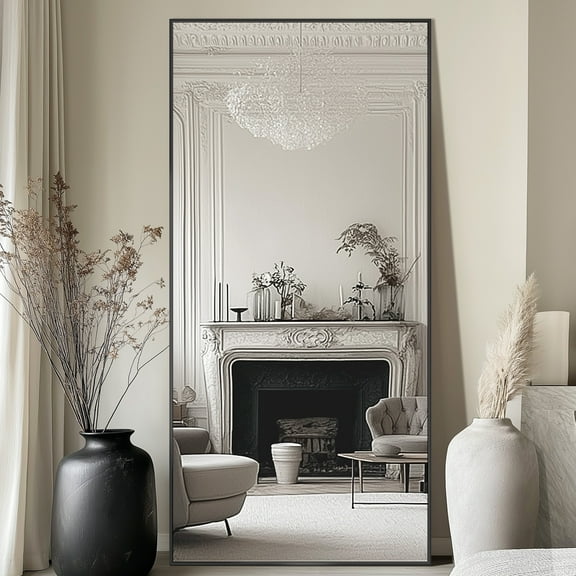 Antok 71"x 32" Rectangle Full Length Mirror Standing Floor Mirror Stand Up Mirror, Black Frame