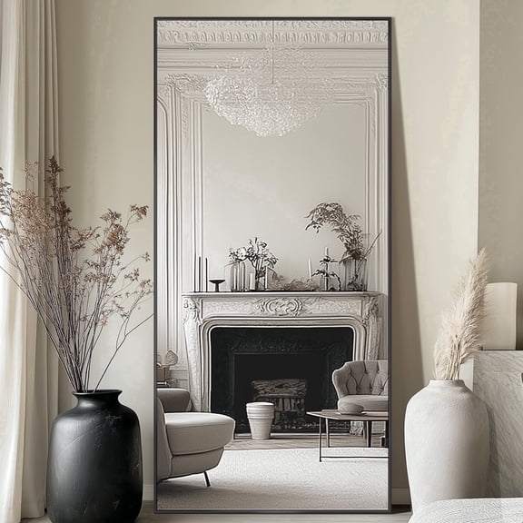 Antok 71"x 32" Rectangle Full Length Mirror Standing Floor Mirror Stand Up Mirror, Black Frame