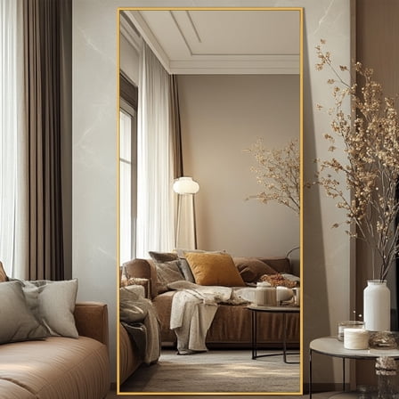 Antok 71"x 32" Rectangle Full Length Mirror Standing Floor Mirror Stand Up Mirror, Gold Frame