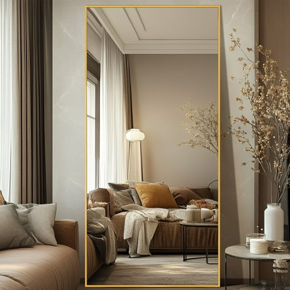 Antok 71"x 32" Rectangle Full Length Mirror Standing Floor Mirror Stand Up Mirror, Gold Frame