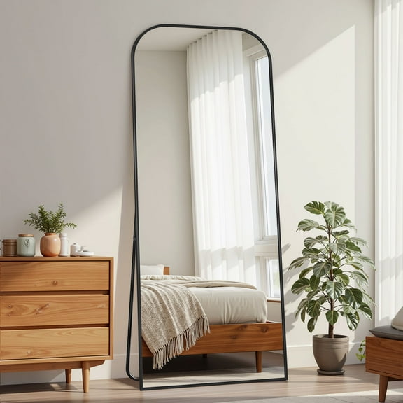Antok 71"x26.1" Floor Mirror, Arched Full Body Standing Mirror for Bedroom & Living Room, Black