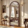 thumbnail image 1 of Antok 71"x28" Arched Full Length Mirror, Beaded Metal Frame Floor Mirror, Brown, 1 of 8