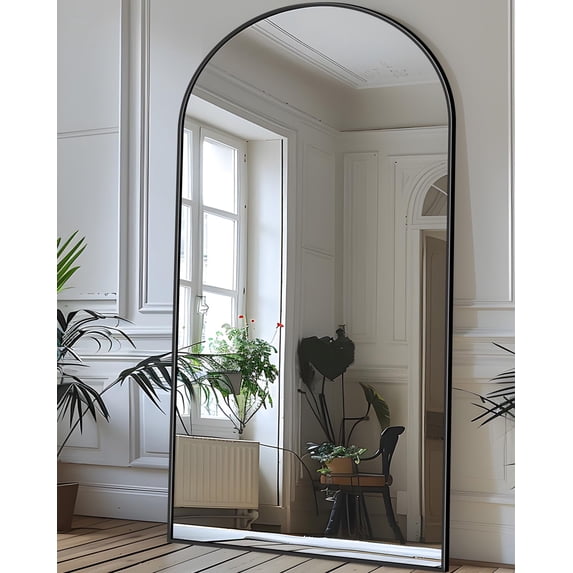 Antok 71"x28" Arched Full Length Mirror with Stand - Black Frame Standing Floor Mirror, Full Body Mirror, Shatterproof, Freestanding/Wall Mount, for Bedroom, Dressing Room