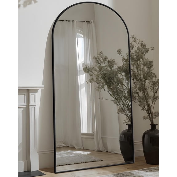 Antok 76"x34" Arched Full Length Mirror with Stand - Black Frame Standing Floor Mirror, Full Body Mirror, Shatterproof, Freestanding/Wall Mount, for Bedroom, Dressing Room