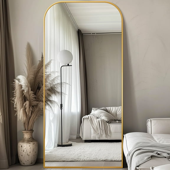 Antok 76"x34.1" Floor Mirror, Arched Full Body Standing Mirror for Bedroom & Living Room, Gold