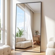 Antok 78x 38 Rectangle Full Length Mirror Standing Floor Mirror Stand Up Mirror, Black Frame