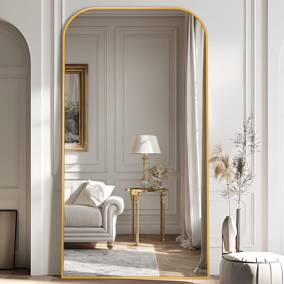 Antok 81"x41.1" Floor Mirror, Arched Full Body Standing Mirror for Bedroom & Living Room, Gold