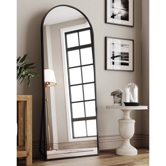 Antok Arched Full Length Floor Mirror 59"x16" Full Body Mirror with Stand, for Bedroom, Living Room, Cloakroom, Black