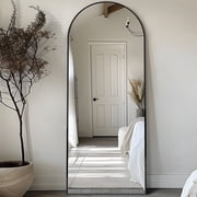 Antok Arched Full Length Floor Mirror 58"x18.1" Full Body Mirror with Stand, for Bedroom, Living Room, Cloakroom, Black