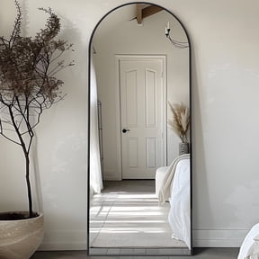 Antok Arched Full Length Floor Mirror 58"x18.1" Full Body Mirror with Stand, for Bedroom, Living Room, Cloakroom, Black