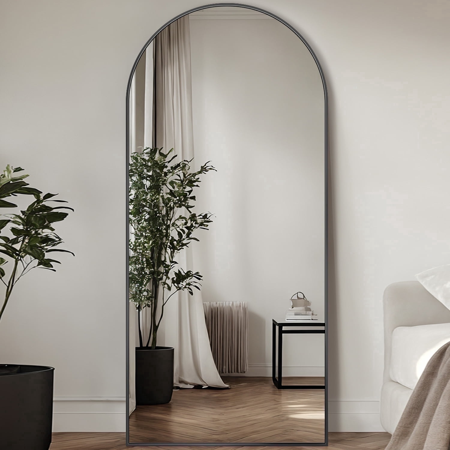 Antok Arched Full Length Floor Mirror 68"x26.1" Full Body Mirror with Stand, for Bedroom, Living Room, Cloakroom, Black