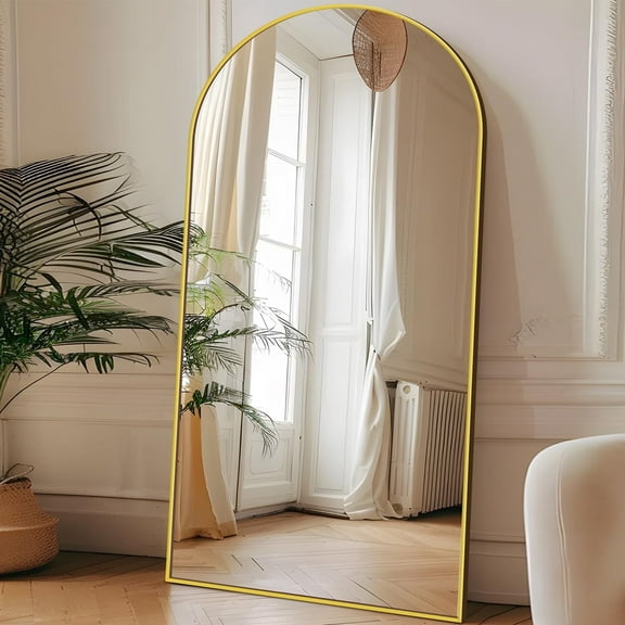 Antok 71"x28" Arched Full Length with Stand, for Bedroom, Living Room, Cloakroom, Gold