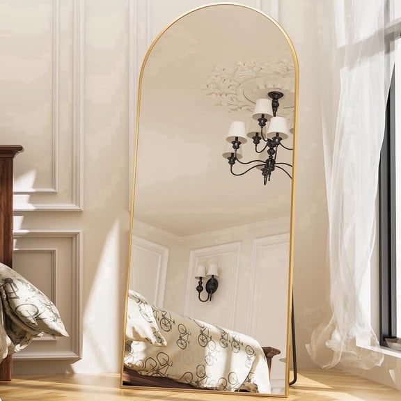 Antok Arched Full Length Floor Mirror 71"x32.1" Full Body Mirror with Stand, for Bedroom, Living Room, Cloakroom, Gold