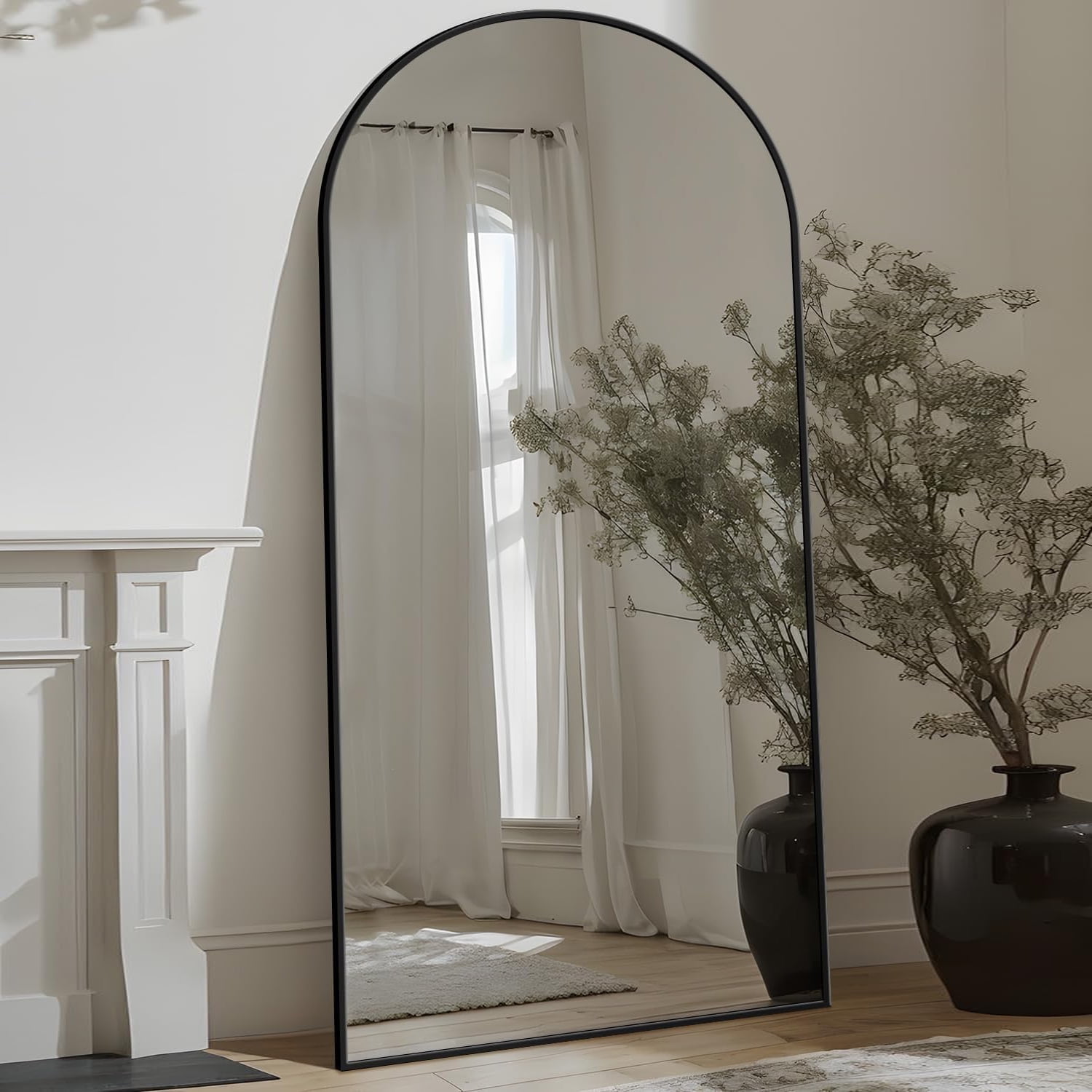 Antok Arched Full Length Floor Mirror 76"x34" Full Body Mirror with Stand, for Bedroom, Living Room, Cloakroom, Black - Walmart.com