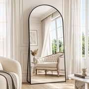 Antok Arched Full Length Mirror 71"x32", Standing Floor Mirror with Black Frame, Durable Anti-Shatter Glass, Freestanding/Wall Mountable for Bedroom, Living Roo