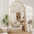 thumbnail image 1 of Antok Arched Full Length Mirror 76"x34", Standing Floor Mirror with Gold Frame, Durable Anti-Shatter Glass, Freestanding/Wall Mountable for Bedroom, Living Room, Dressing Room, 1 of 8