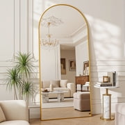 Antok Arched Full Length Mirror 76"x34", Standing Floor Mirror with Gold Frame, Durable Anti-Shatter Glass, Freestanding/Wall Mountable for Bedroom, Living Room