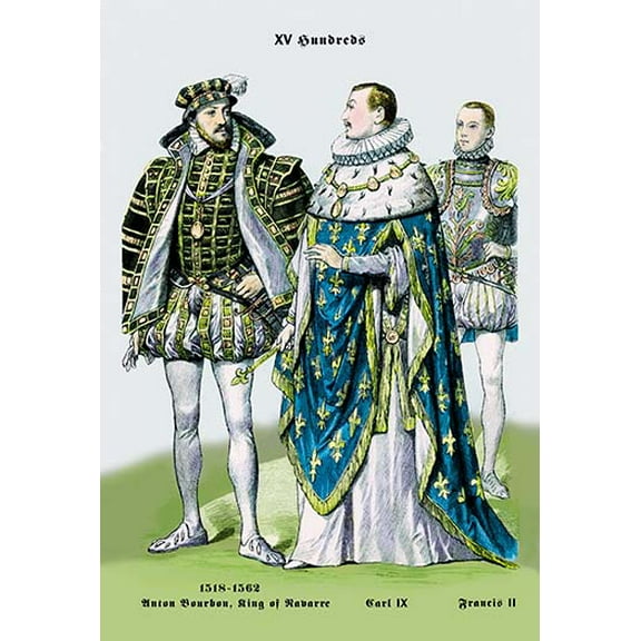 Anton Bourbon, King of Navarre, Carl IX, and Francis II, 16th Century Fine art canvas print (20" x 30")