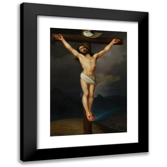 Anton Depauly 11x14 Black Modern Framed Museum Art Print Titled - Christ on the Cross (1841)