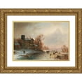 thumbnail image 1 of Anton Doll 14x11 Gold Ornate Wood Frame and Double Matted Museum Art Print Titled - Winter Pleasures, 1 of 4