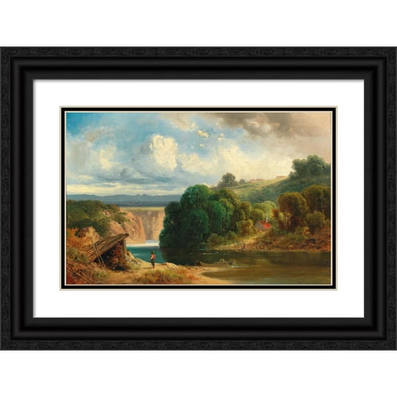 Anton Doll 18x13 Black Ornate Wood Framed Double Matted Museum Art Print Titled - A River Valley