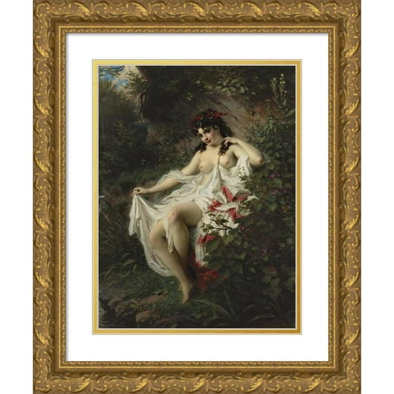 Anton Ebert 14x18 Gold Ornate Wood Frame and Double Matted Museum Art Print Titled - Spring in the Woods (1875)