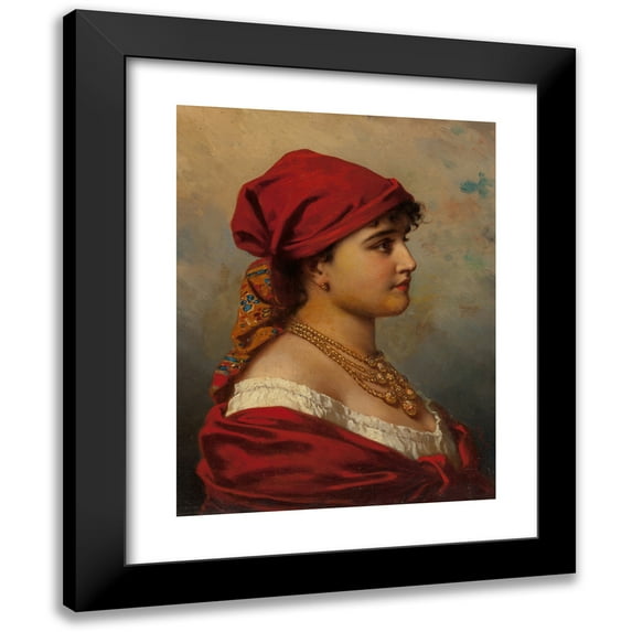 Anton Ebert 15x18 Black Modern Framed Museum Art Print Titled - Woman in Red