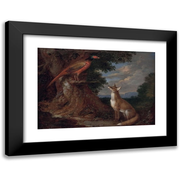Anton Enzinger 18x14 Black Modern Framed Museum Art Print Titled - Fox and Pheasant in Landscape