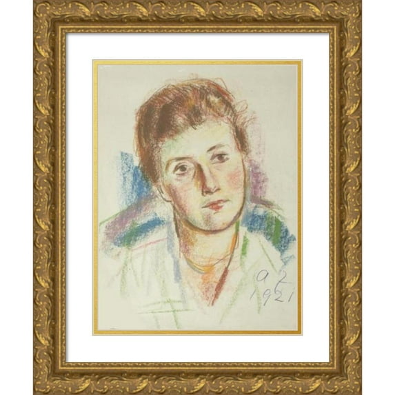 Anton Faistauer 19x24 Gold Ornate Framed and Double Matted Museum Art Print Titled - Women's Portrait (1921)