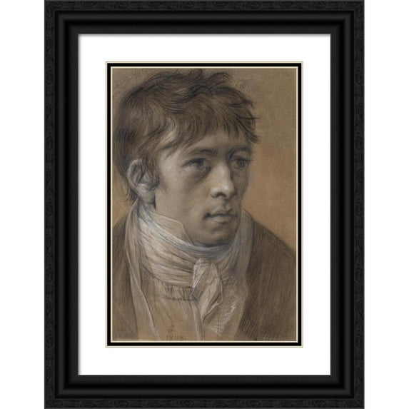 Anton Graff 11x14 Black Ornate Wood Framed Double Matted Museum Art Print Titled: Portrait of the Artist's Son, Carl Anton Graff (1808)