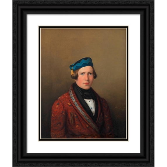 Anton Haala 15x18 Black Ornate Wood Framed Double Matted Museum Art Print Titled - Unknown Man ('Viennese Citizen') (1837)