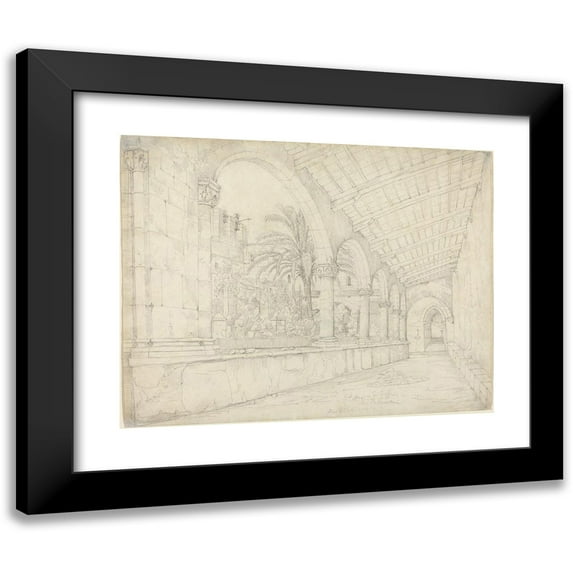 Anton Hallmann 18x15 Black Modern Framed Museum Art Print Titled - The Cloister of Santa Maria of Jesus at Palermo (1835)