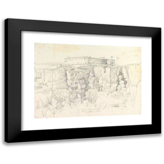Anton Hallmann 24x18 Black Modern Framed Museum Art Print Titled - Cloister in Syracuse (1835)