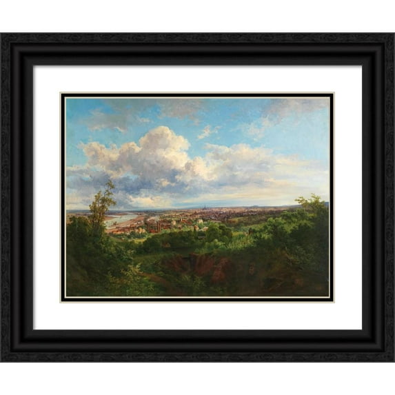 Anton Hlavacek 14x12 Black Ornate Wood Framed Double Matted Museum Art Print Titled: A View of Vienna (1885)