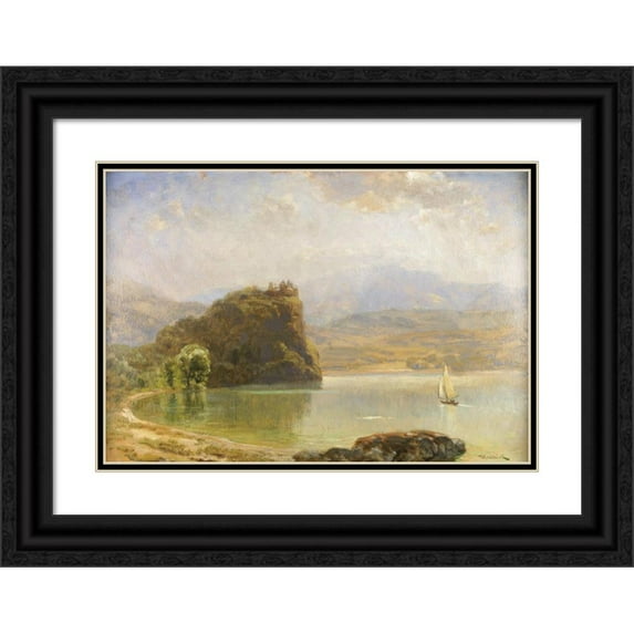 Anton Hlavacek 24x18 Black Ornate Framed Double Matted Museum Art Print Titled: Landscape with Castle