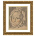 thumbnail image 1 of Anton Johann Tischbein 12x14 Gold Ornate Wood Frame and Double Matted Museum Art Print Titled - Head of a Matron, 1 of 4