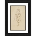 thumbnail image 1 of Anton Maria Zanetti the Elder 12x18 Black Ornate Wood Framed Double Matted Museum Art Print Titled - Man with a Long Pigtail and a Stick, Standing in Profile to the Left (Early-Mid-18th, 1 of 5