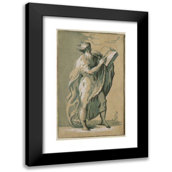 Anton Maria Zanetti the Elder 10x14 Black Modern Framed Museum Art Print Titled - An Old Man Standing (1725)