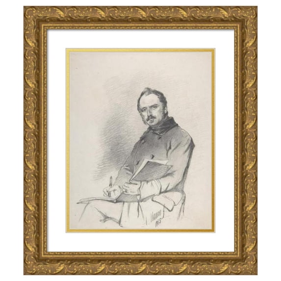 Anton Mauve 15x18 Gold Ornate Wood Frame and Double Matted Museum Art Print Titled - Portrait of Pieter Frederick Van Os (1855)